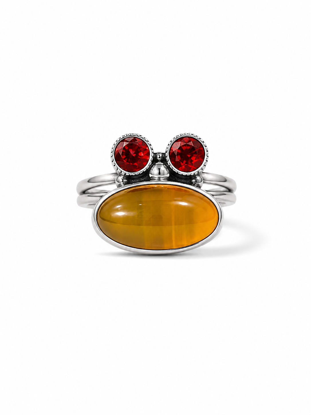 Yellow Onyx, Garnet Quartz Statement Ring