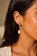 Clear Crystal & Mother of Pearl Chain Drop Earrings