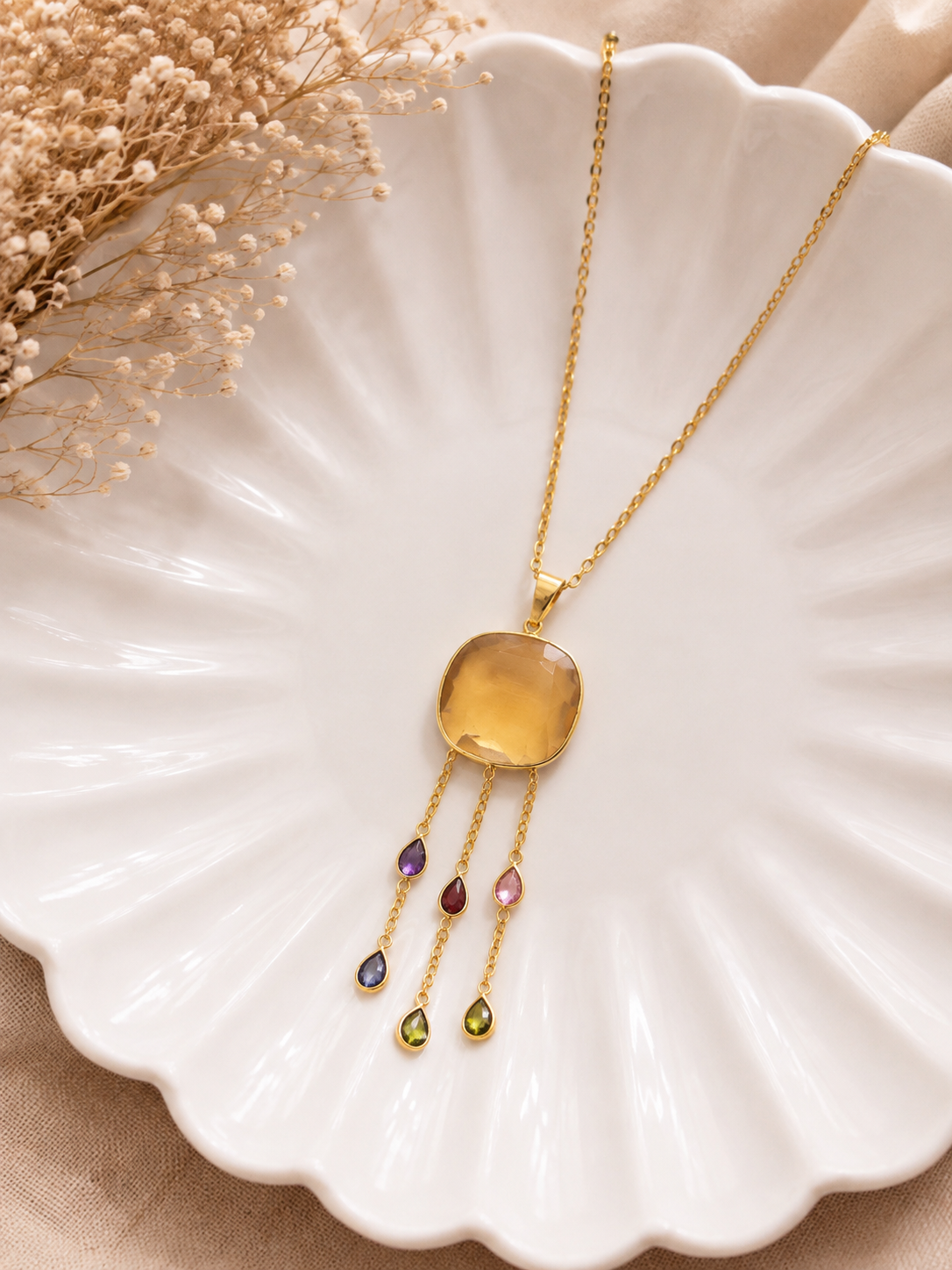 Golden Aura Cascade Necklace