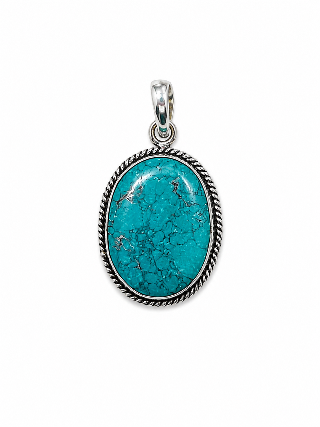Turquoise White Metal Pendant