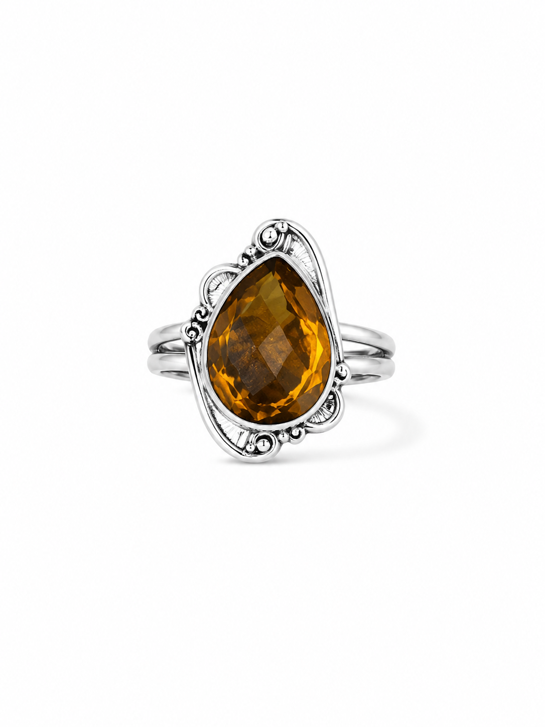 Natural Citrine Quartz Statement Ring