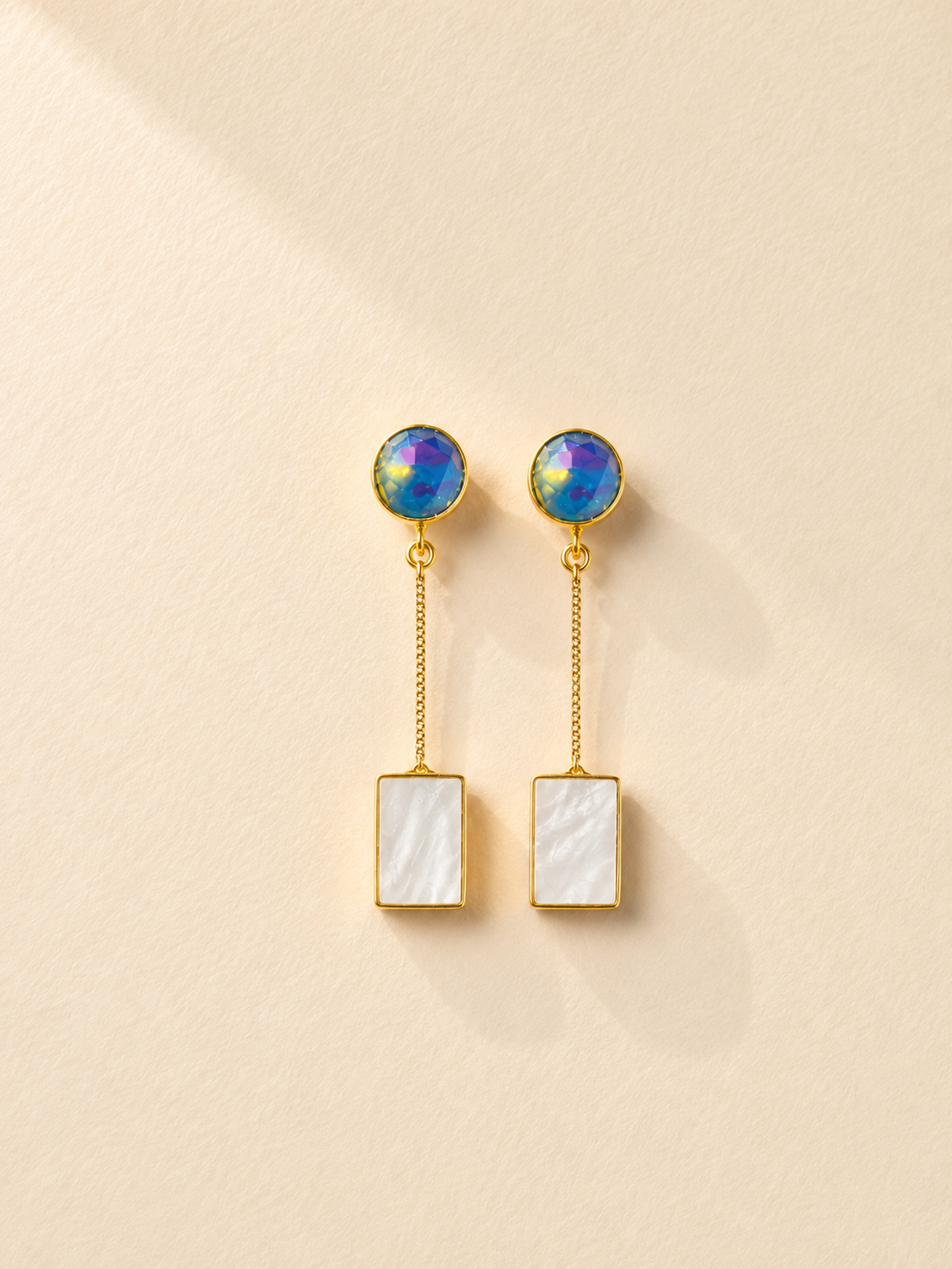 Mystic Crystal & Mother of Pearl Drop Earrings