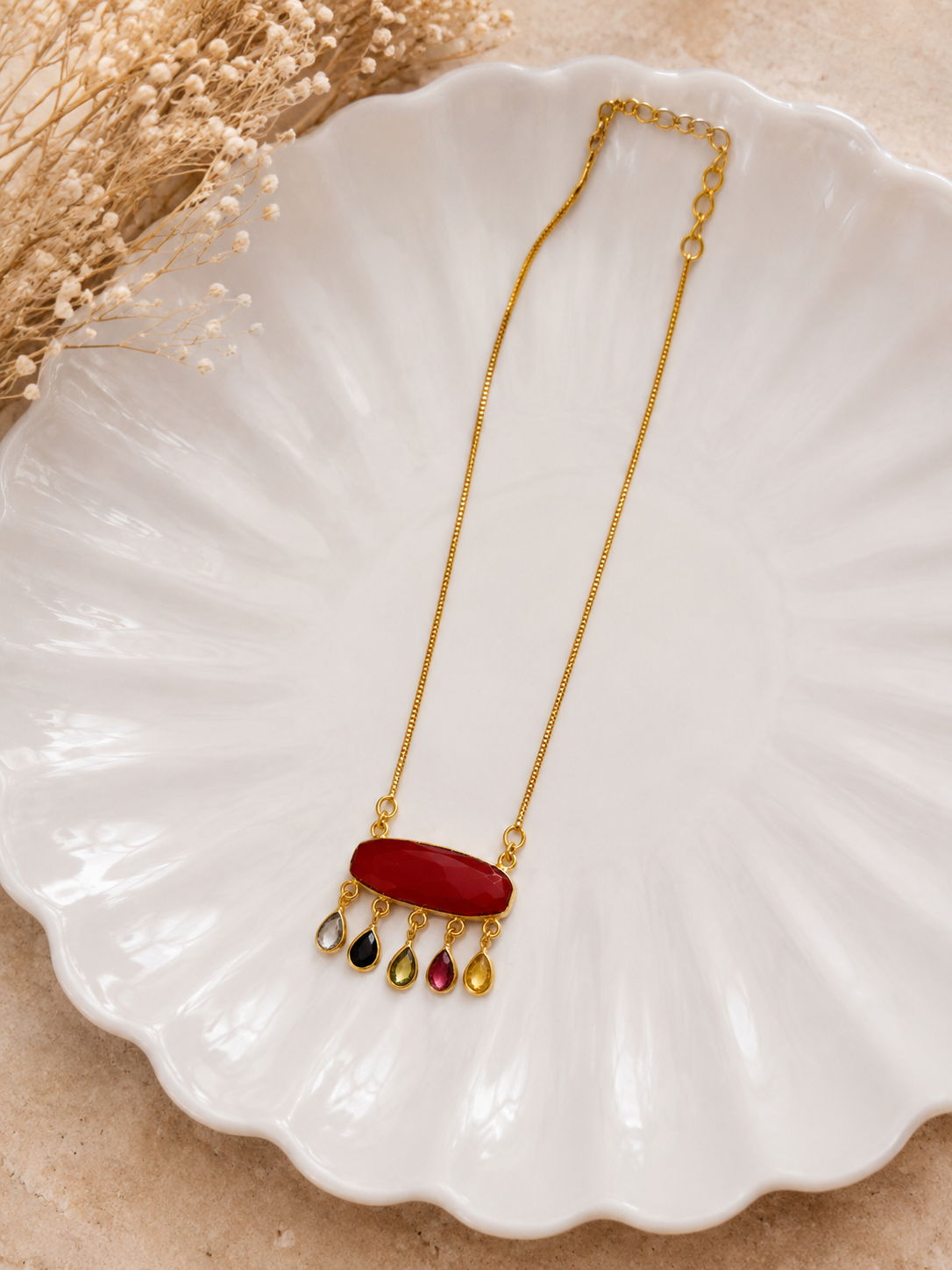 Ruby Charm Drop Necklace