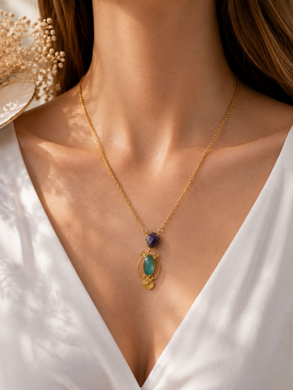 Amethyst &  Aqua Harmony Necklace