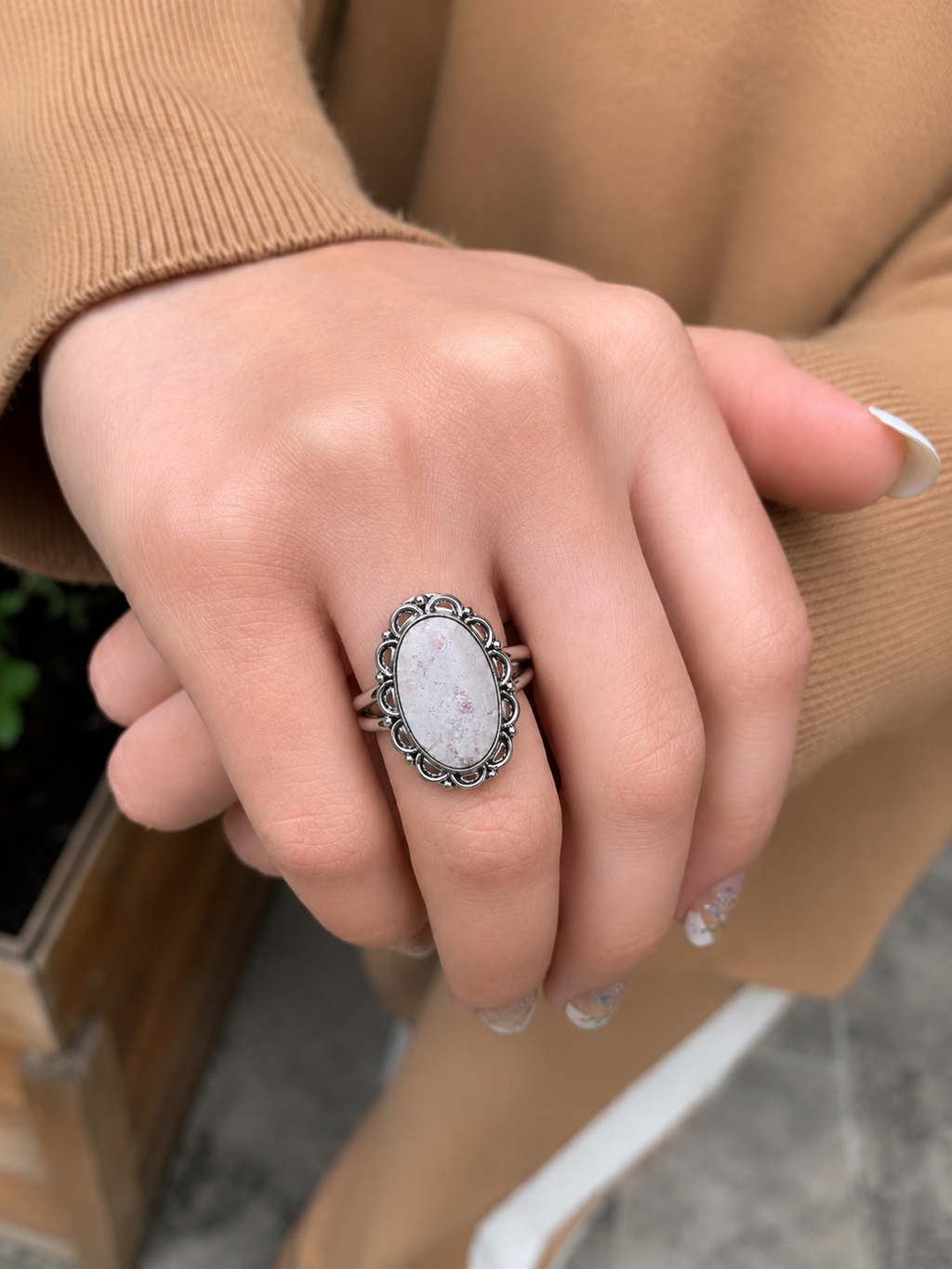 Natural Dendrite Quartz Statement Ring