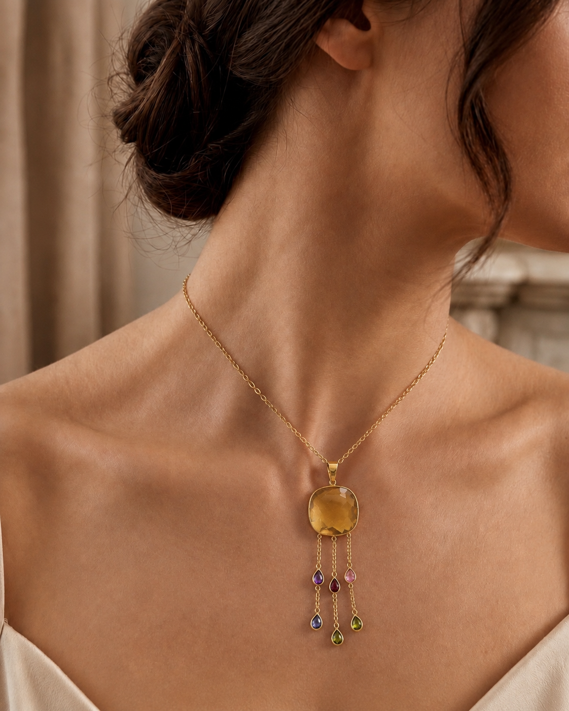Golden Aura Cascade Necklace