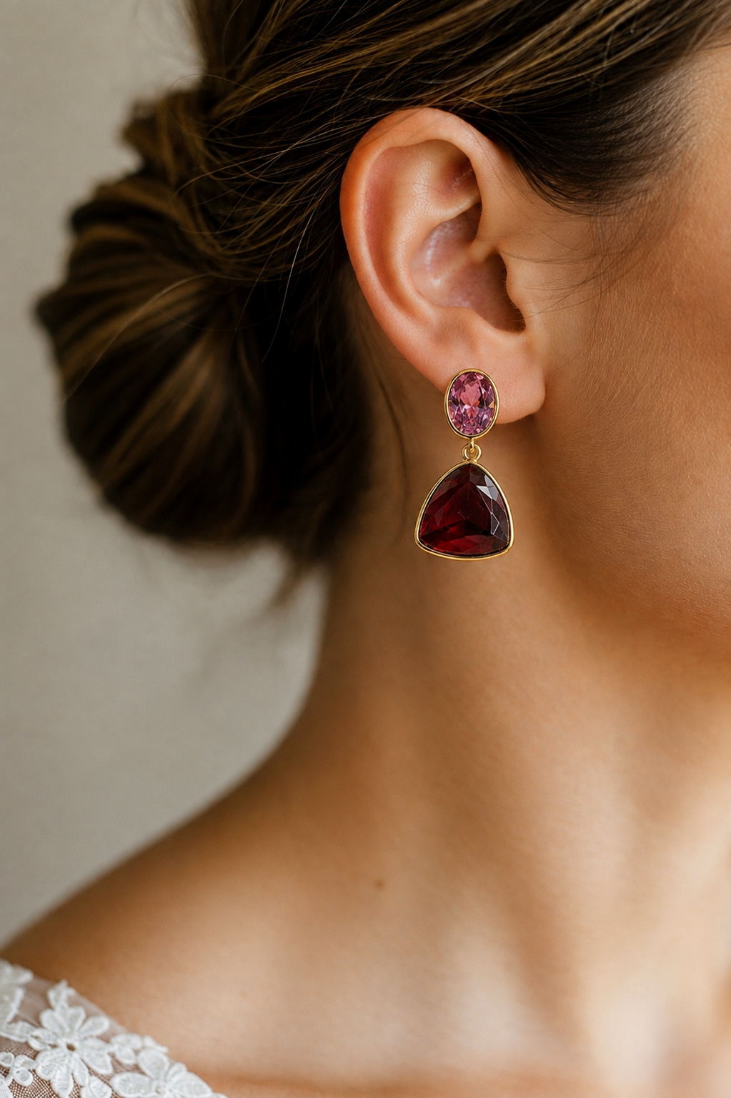 Rose & Wine Statement Drop Earrings