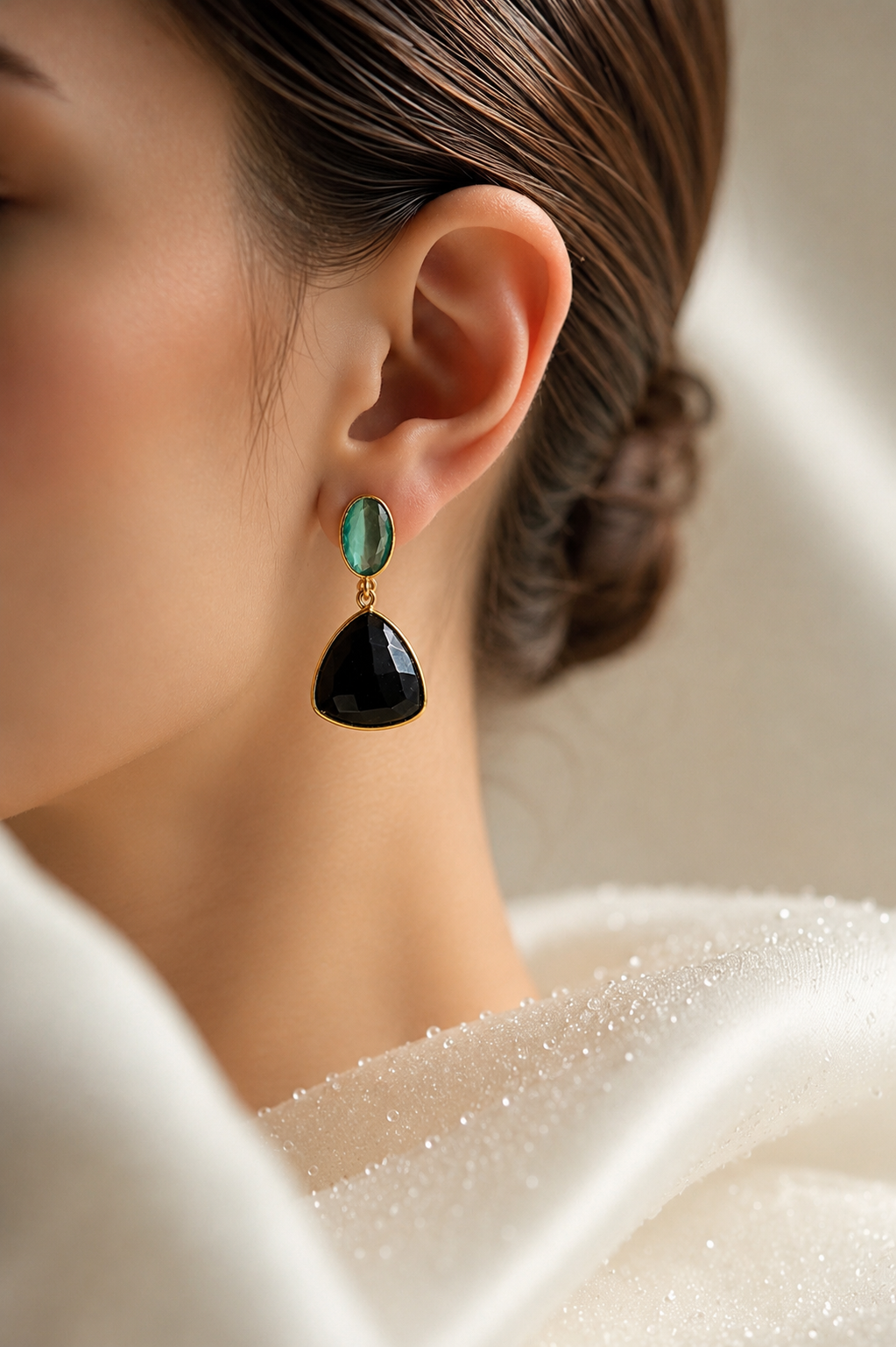 Blue & Black Statement Drop Earrings