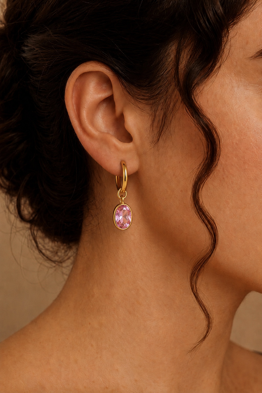 Blush Pink Oval Drop Earrings