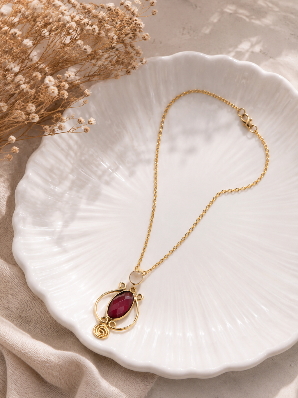 Ruby & Moonstone Artisan Necklace