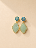 Aqua Blue & Mint Crystal Chalcedony Drop Earrings