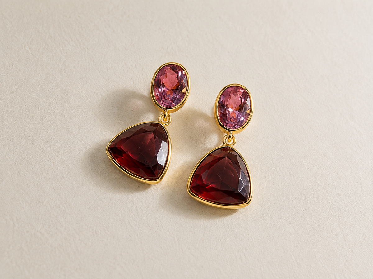 Rose & Wine Statement Drop Earrings