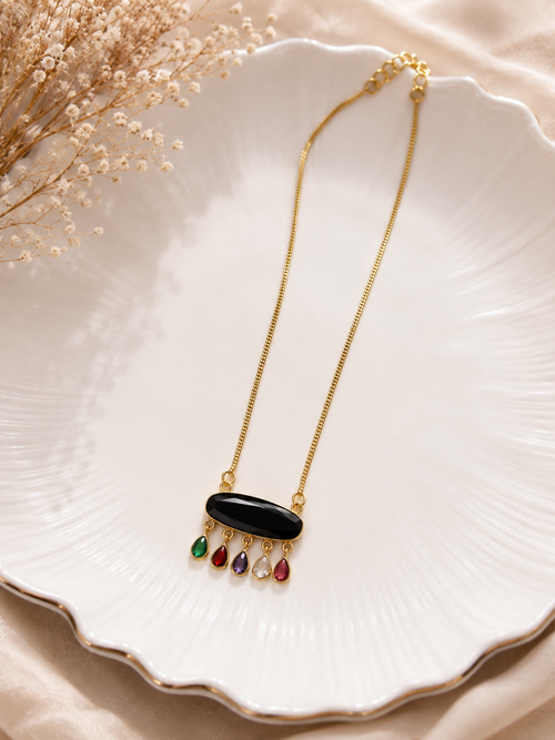 Black Onyx Multicolor Drop Necklace