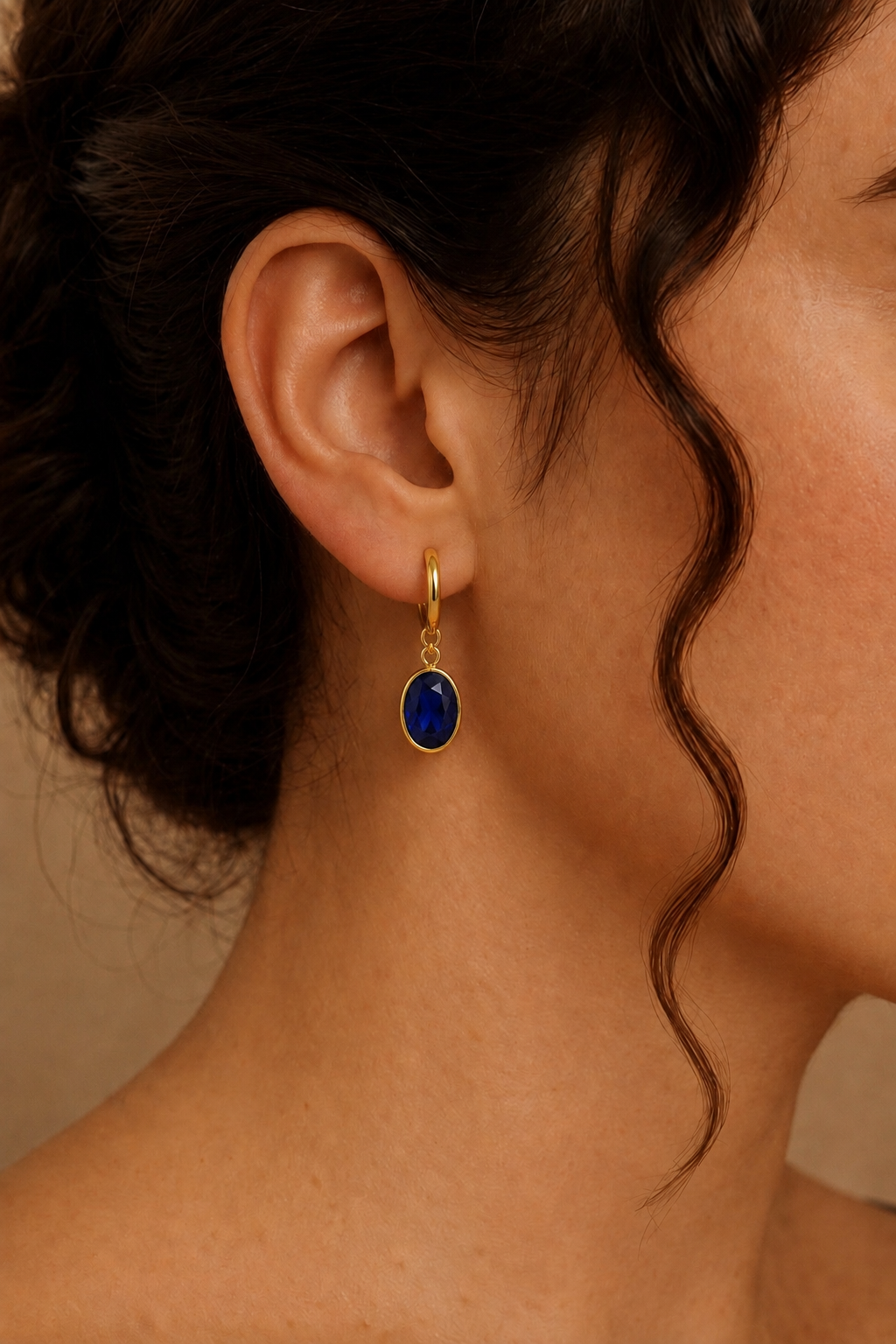 Royal Blue Oval Drop Earrings