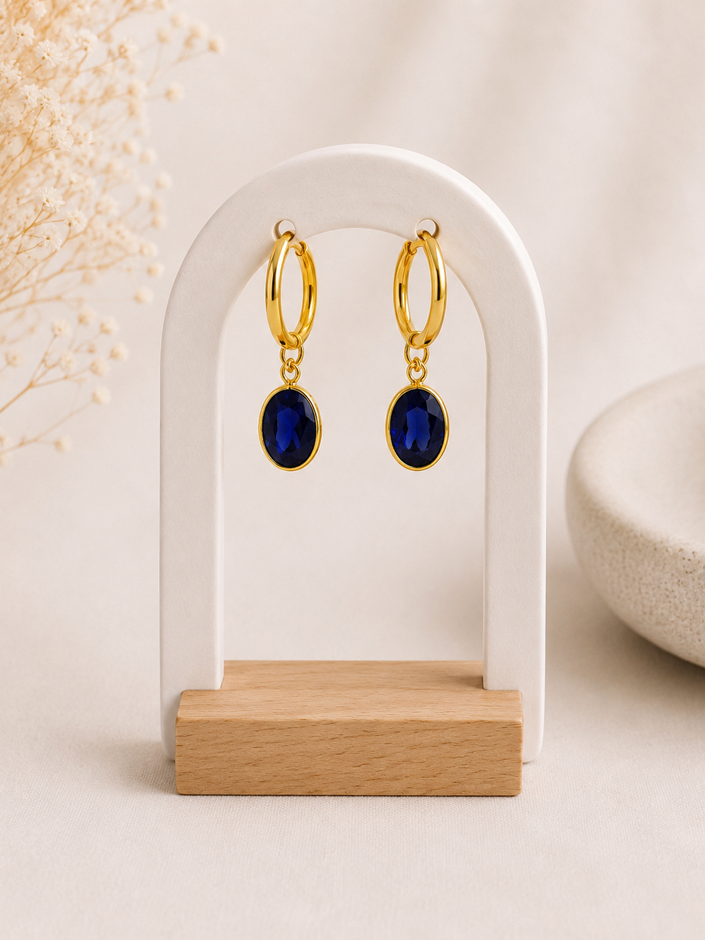 Royal Blue Oval Drop Earrings