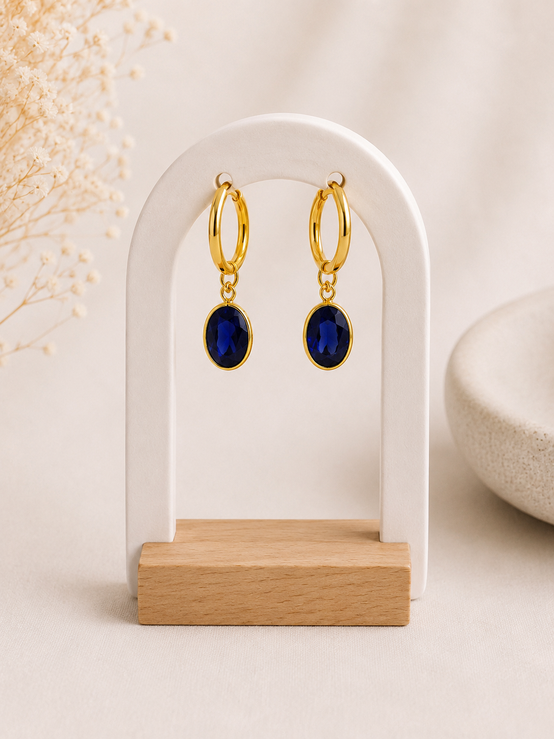 Royal Blue Oval Drop Earrings