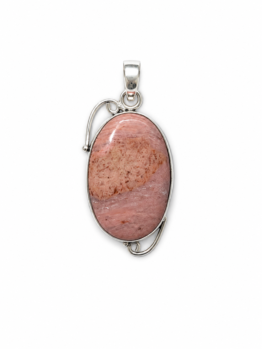 Pink Calcite White Metal Pendant