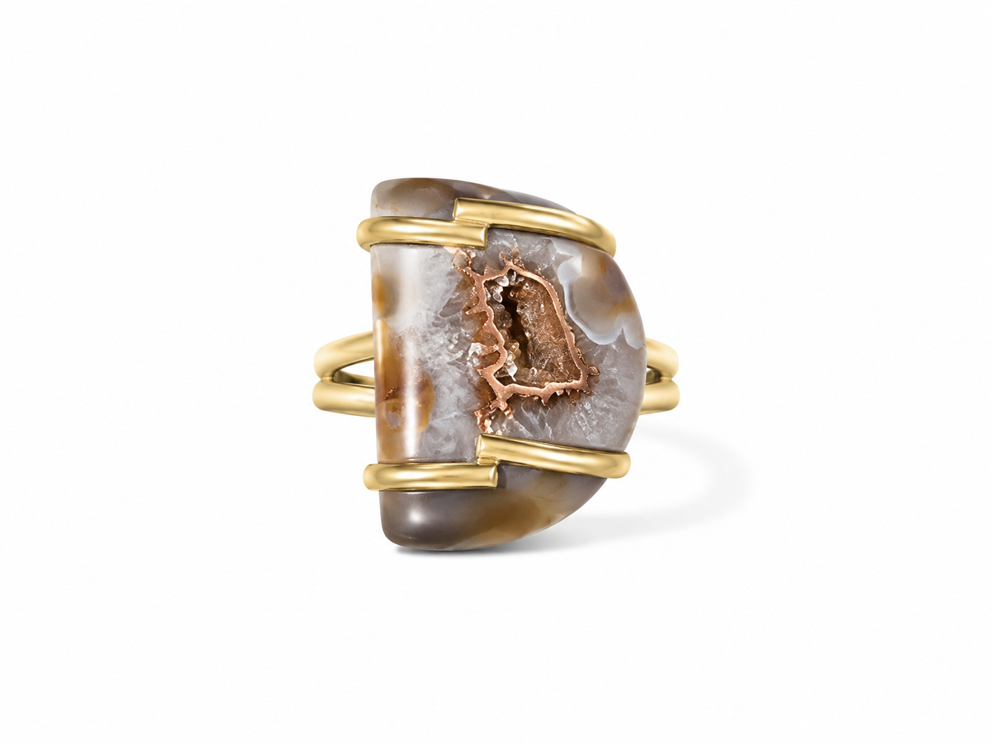 Natural Geode Agate Statement Ring