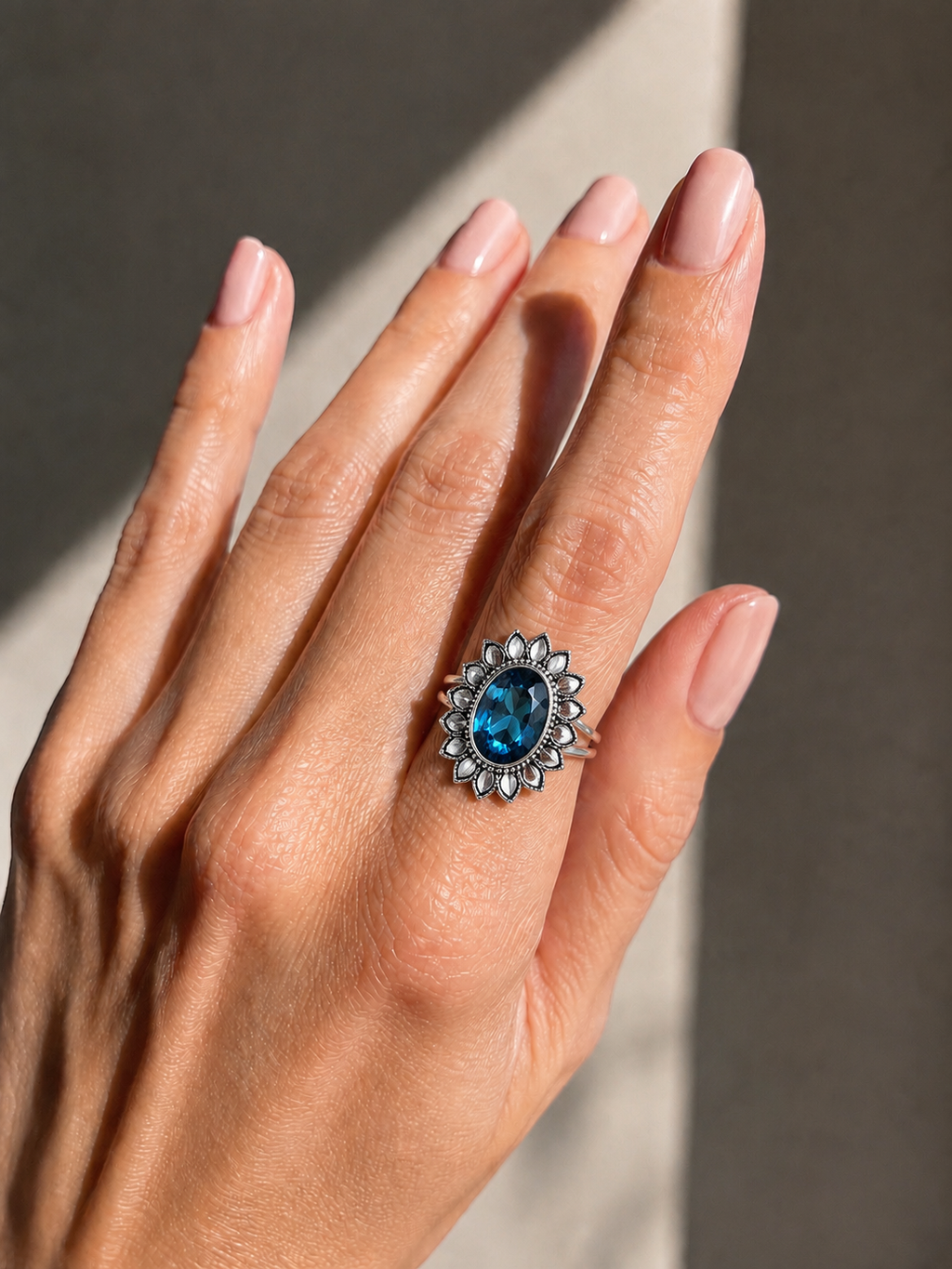 Natural Tanzanite Quartz Statement Ring