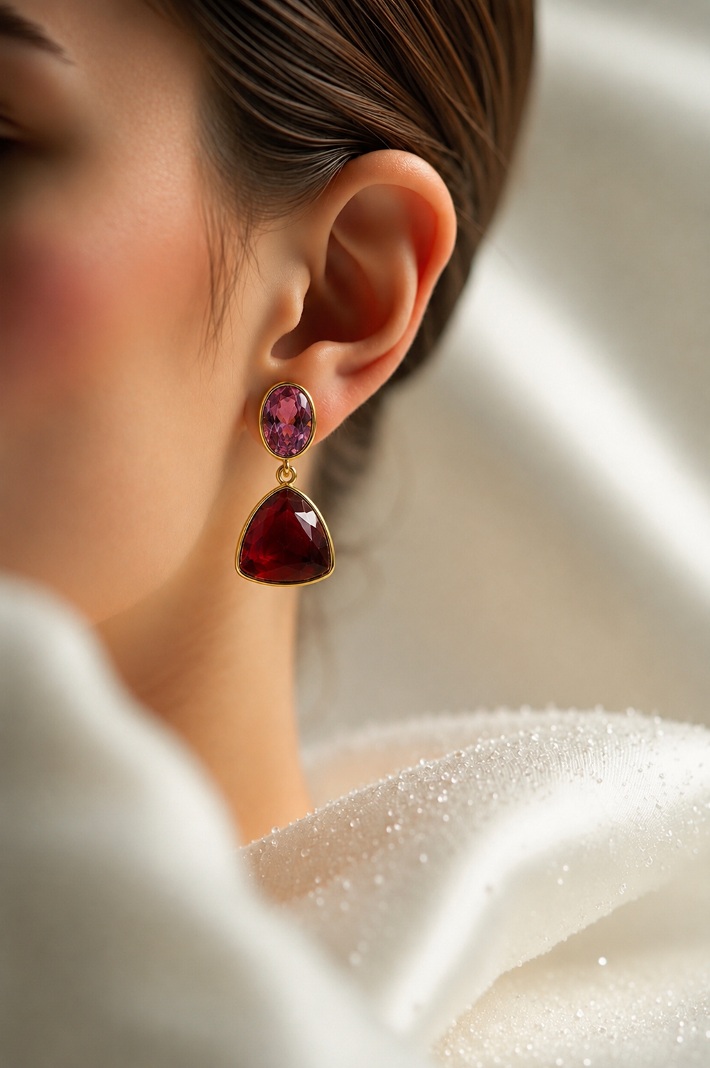 Rose & Wine Statement Drop Earrings