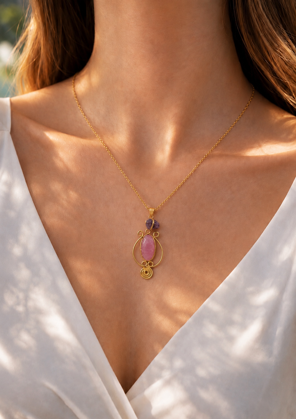 Rose Quartz & Amethyst Artisan Necklace