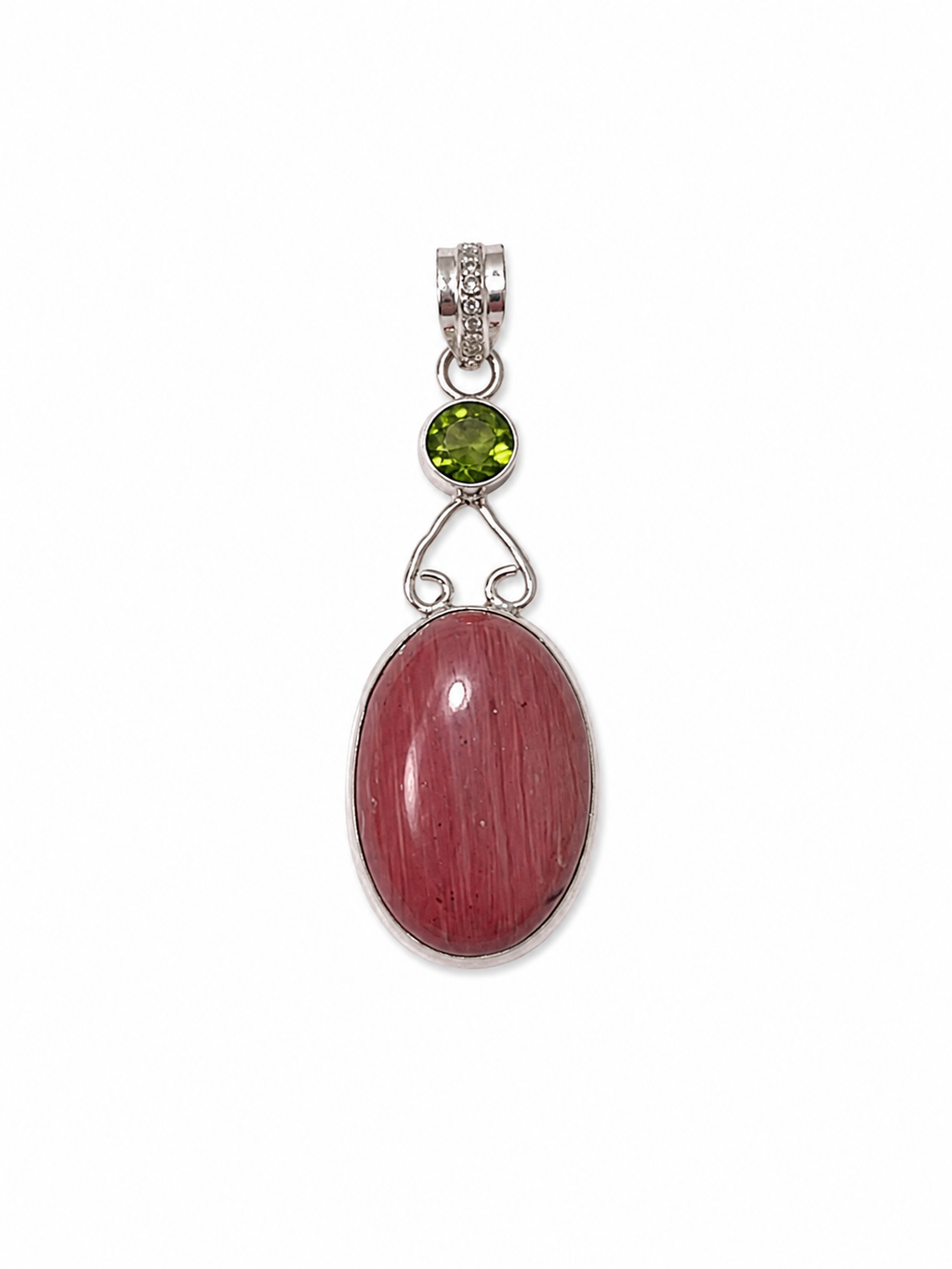 Pink Calcite & Peridot Quartz Pendant