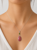 Pink Calcite & Peridot Quartz Pendant
